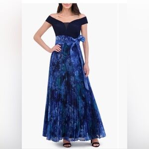 Eliza J Navy and Blue Floral Maxi Dress